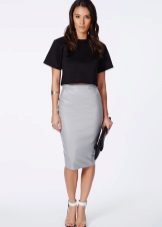 What to wear with a gray leather pencil skirt