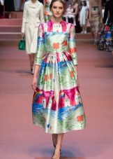 Fashionable dress of autumn-winter 2016 with an unusual print
