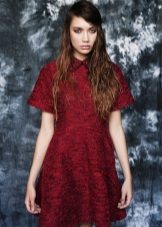 dark red tweed dress