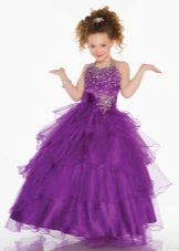Violet fluffy dress in the floor on the prom 4 class