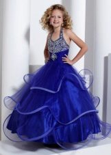 Blue with rhinestones dress for prom 4 class