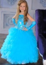 Turquoise fluffy dress for prom 4 class