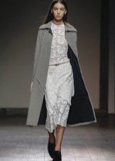Coat to white lace dress