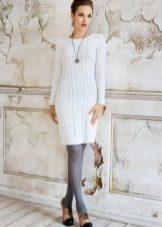 Gray tights to a white dress