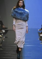 Fur cape to a long dress