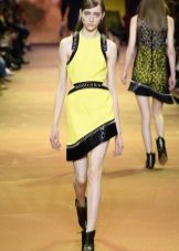 Shoes without a heel to a leather dress