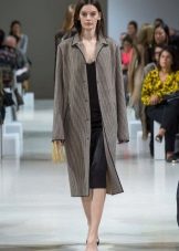 Gray coat to midi dress