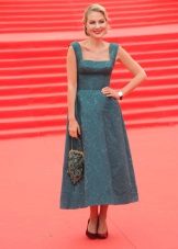 Shoes in a gray dress in retro style