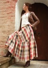 frill checkered maxi skirt