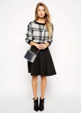 Sun skirt and checkered sweatshirt