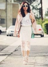 Long lace pencil skirt - club image