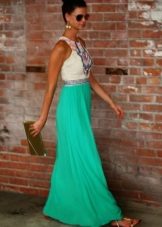 Floor-length skirt with sandals