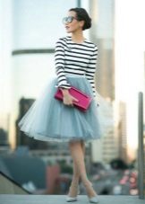 Layered skirt with striped top