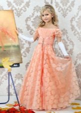 New Year's dress for the girl Empire style peach