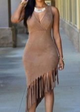 Dress with fringe at the hemline