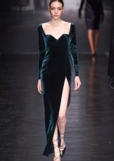 Slit Velor Sheath Dress