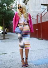A multi-colored striped straight skirt