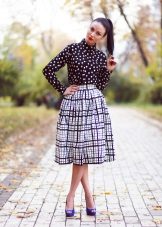 checkered midi skirt