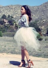 medium length white organza skirt