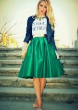 fluffy midi skirt green