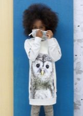 Winter dress knitted with a print for girls