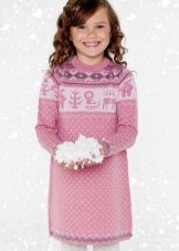 Winter knitted dress with a print for girls