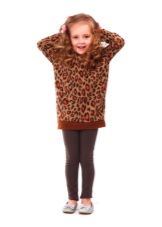 Winter dress sweater with a print for girls
