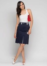 medium-length nautical pencil skirt
