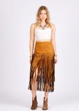 Fringed suede skirt