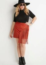 Red brick skirt mini with fringe