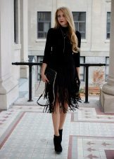 Midi skirt with fringe