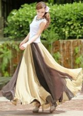 Long skirt sun to the floor for women with a slim column type