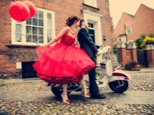 Red dress in rock style