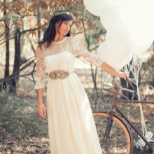 A rustic wedding dress with a lace top