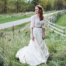 A rustic wedding dress with sleeves