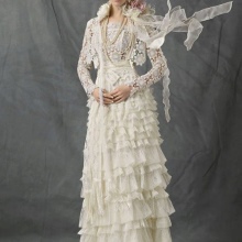 Wedding dress from the podium with crochet bodice