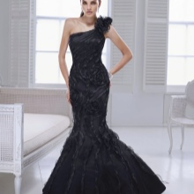 Evening black dress mermaid on one shoulder
