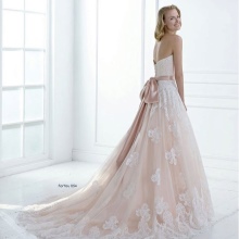 A-neck wedding dress with open back