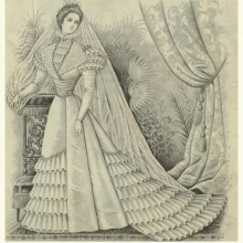 Illustration of a wedding dress of the 18th century