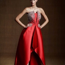 Red evening dress for a restaurant