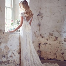 Wedding dress by Anna Campbell with pearls