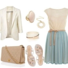 Beige accessories for blue dress