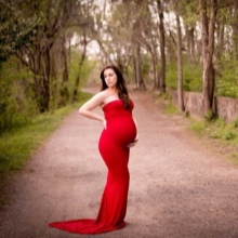 Red long maternity knit dress