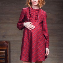 Short red dress with long sleeves for pregnant women