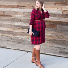 Red Blue Maternity Shirt Dress