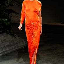 Long asymmetric one-shoulder viscose and polyester dress