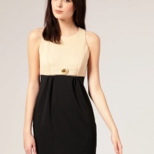 Two-tone dress for the figure Pear (triangle)