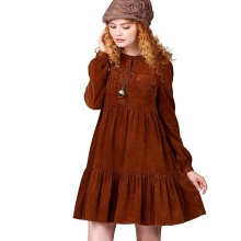 Velvet warm dress with a high waist long sleeve