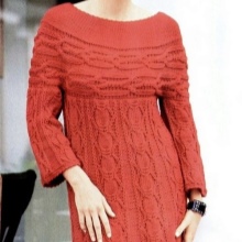 Knitted winter dress with a high waist with a long sleeve