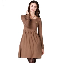 Knitted dress with a high waist for winter